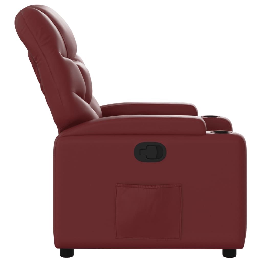 Fauteuil de relaxation simili cuir rouge vin