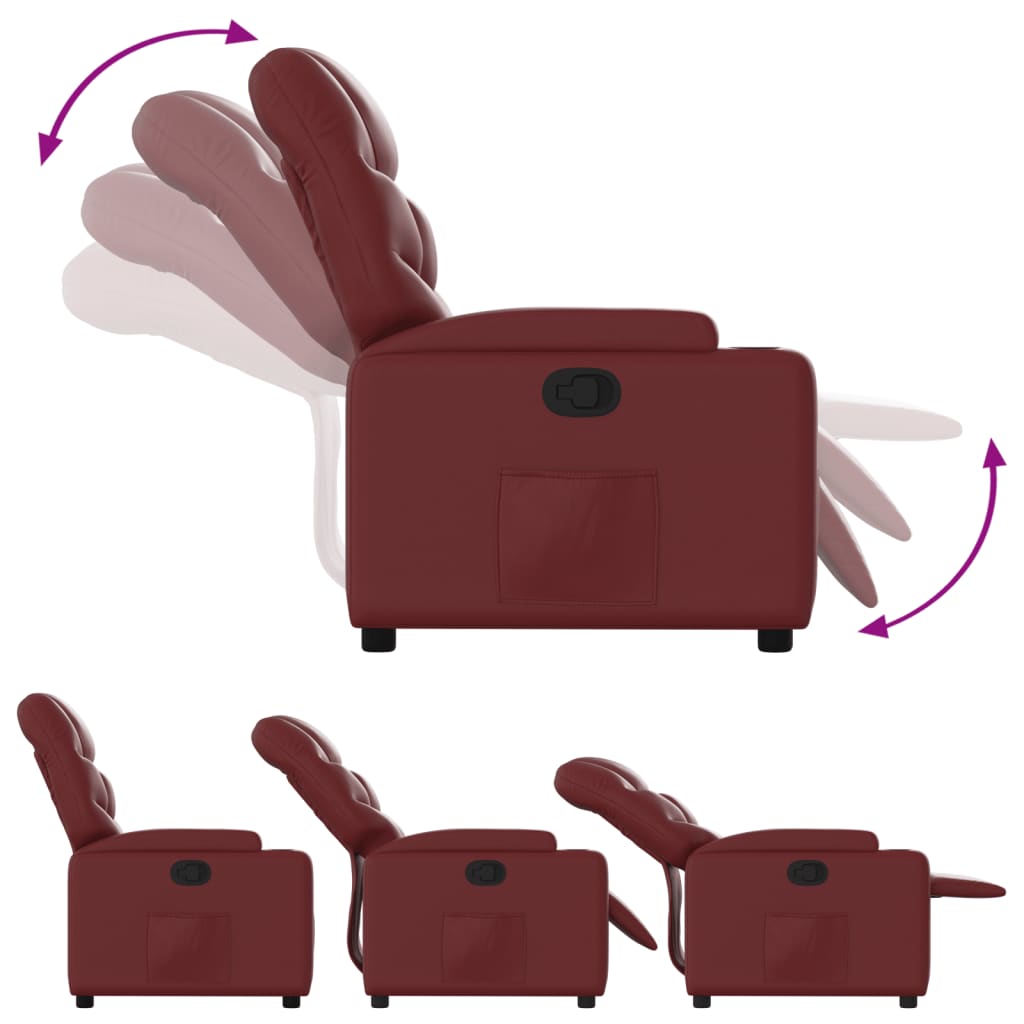 Fauteuil de relaxation simili cuir rouge vin