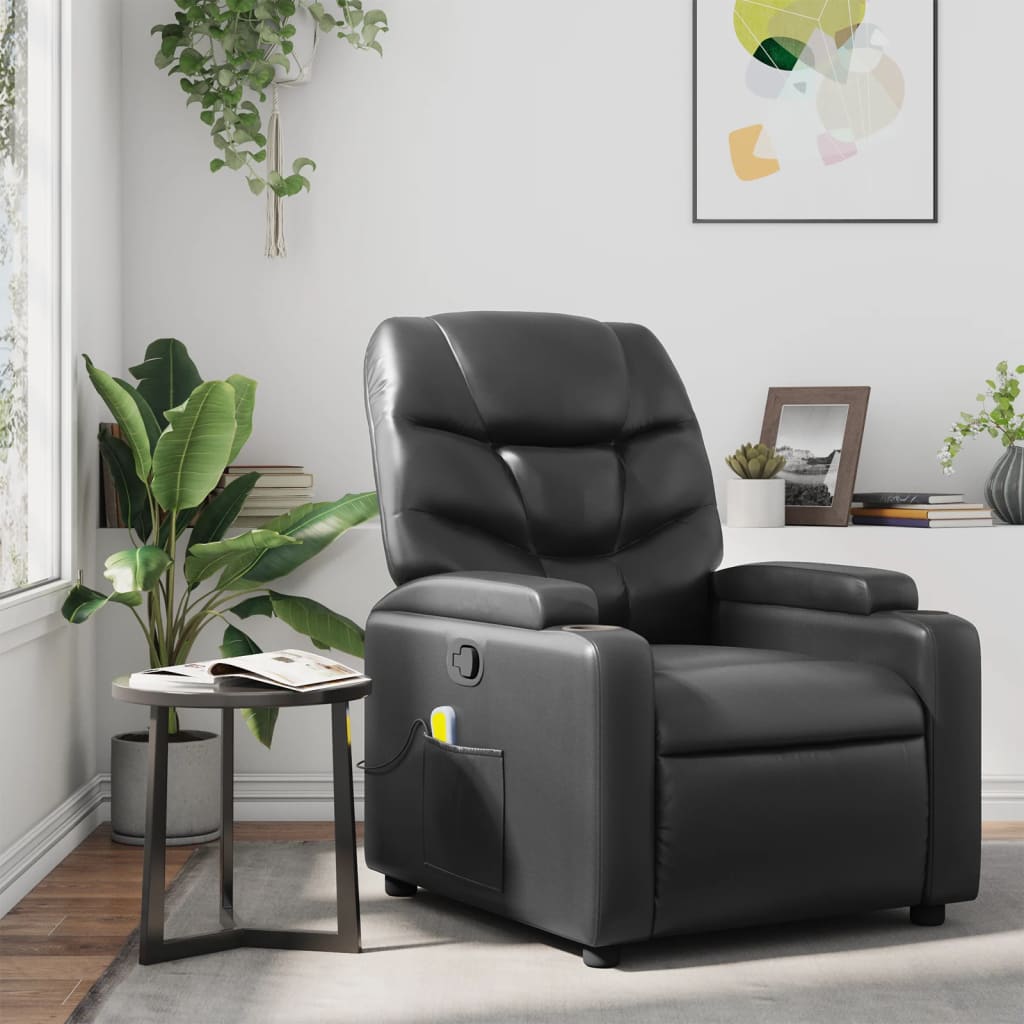 Fauteuil de massage simili cuir noir