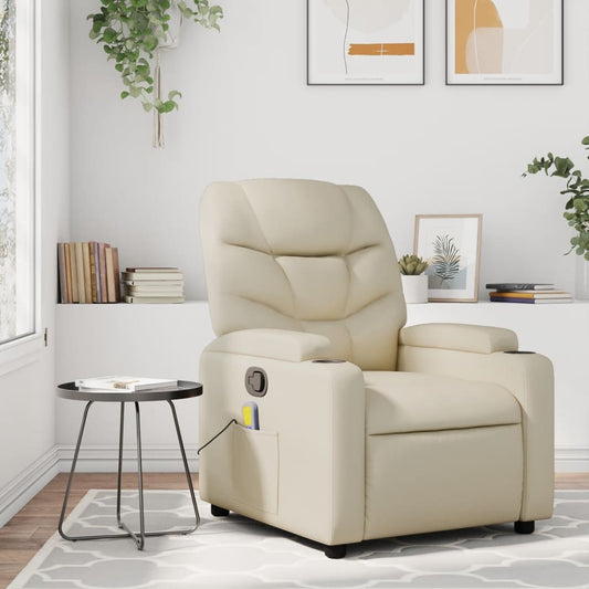 Fauteuil de massage simili cuir crème