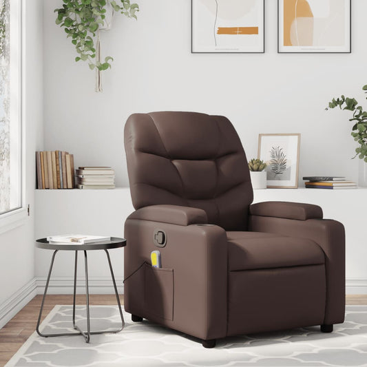 Fauteuil de massage simili cuir marron