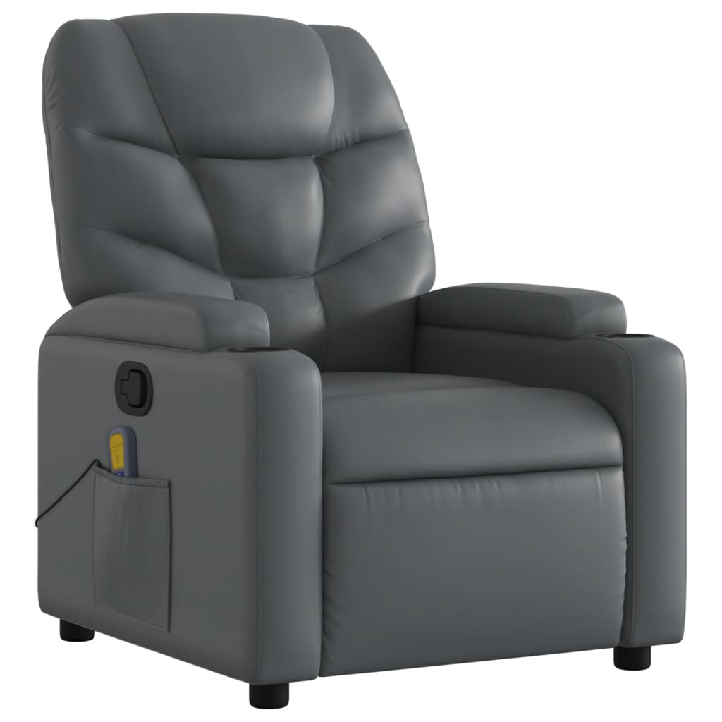 Fauteuil de massage simili cuir gris