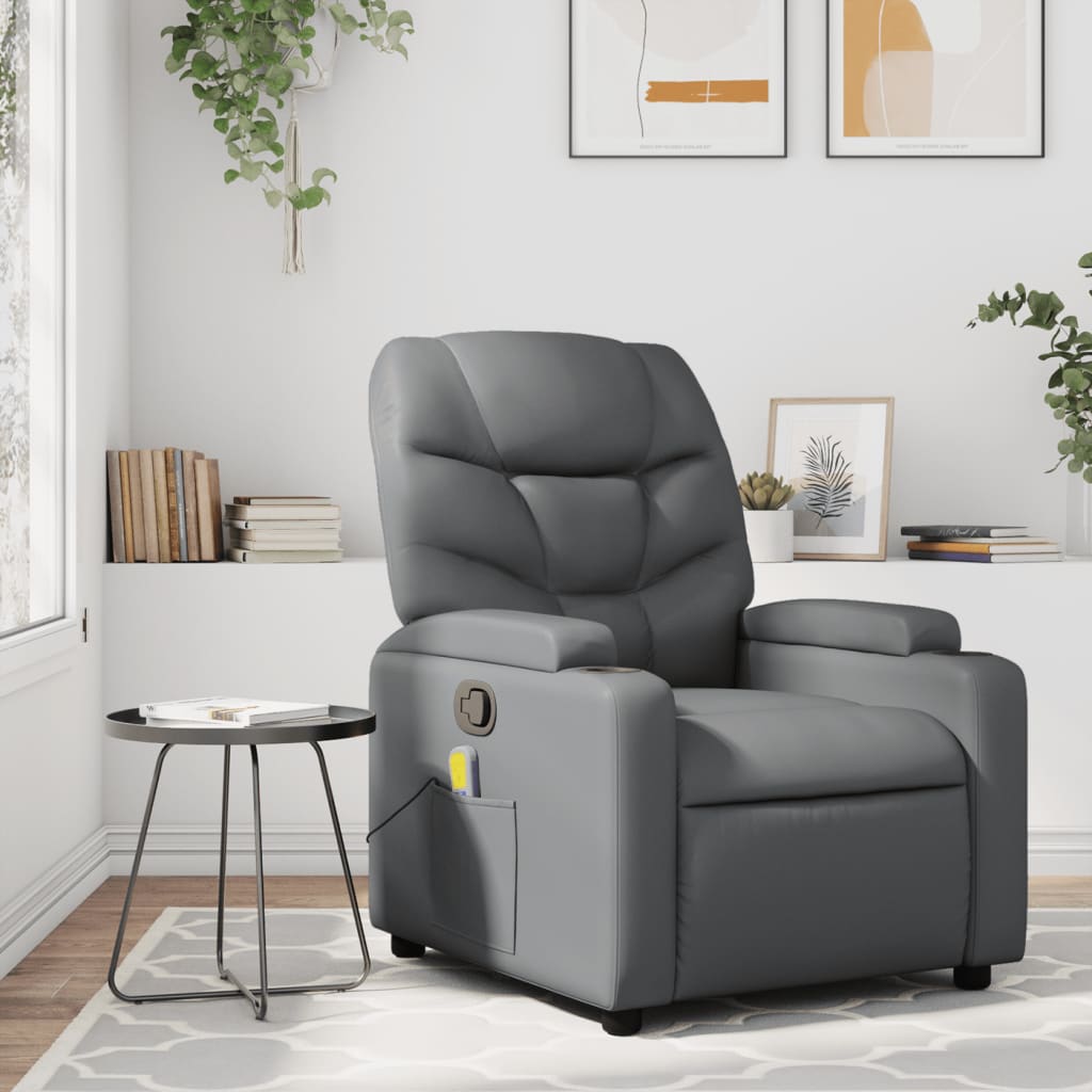 Fauteuil de massage simili cuir gris