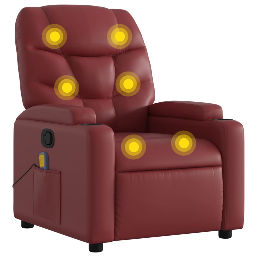 Fauteuil de massage simili cuir rouge vin