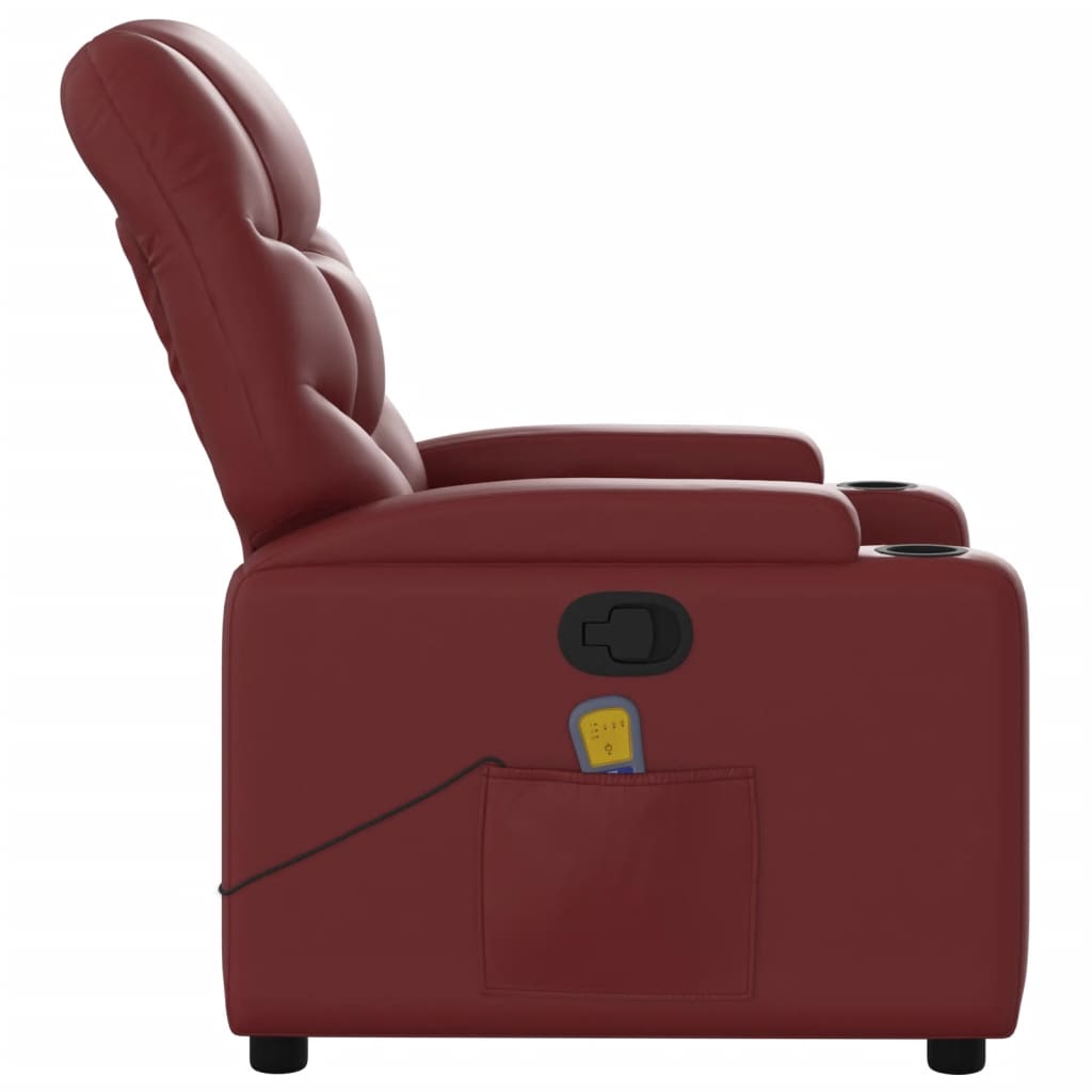 Fauteuil de massage simili cuir rouge vin