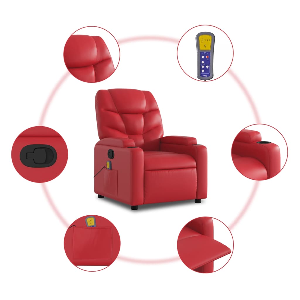 Fauteuil de massage simili cuir rouge