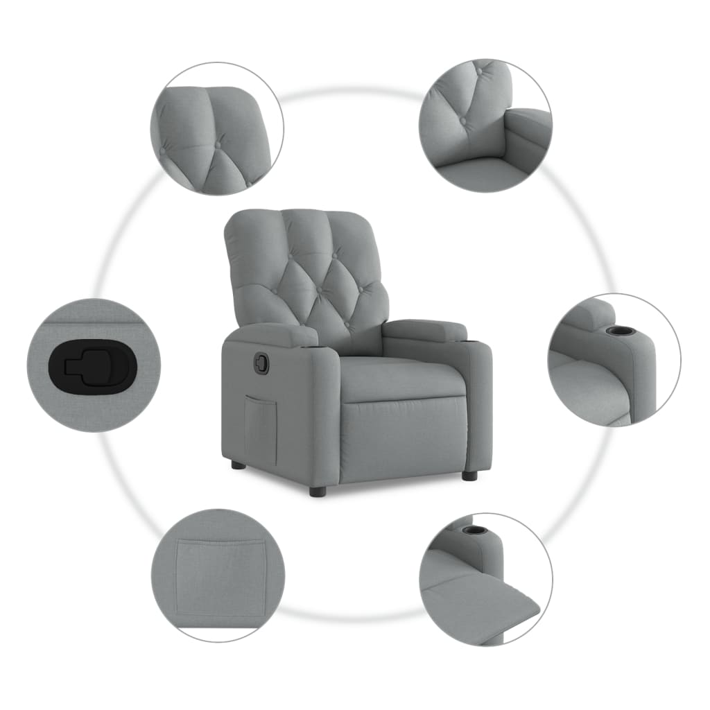 Fauteuil de relaxation tissu gris clair