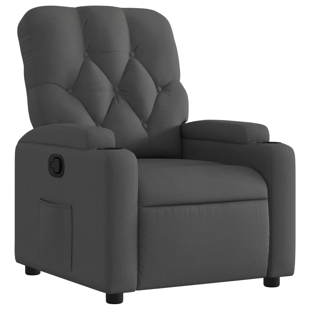 Fauteuil de relaxation tissu gris foncé