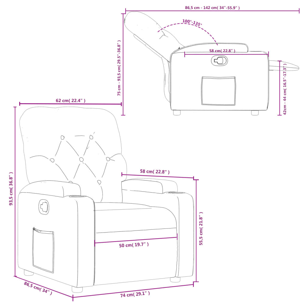 Fauteuil de relaxation tissu noir