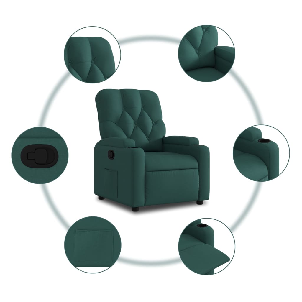 Fauteuil de relaxation tissu vert foncé