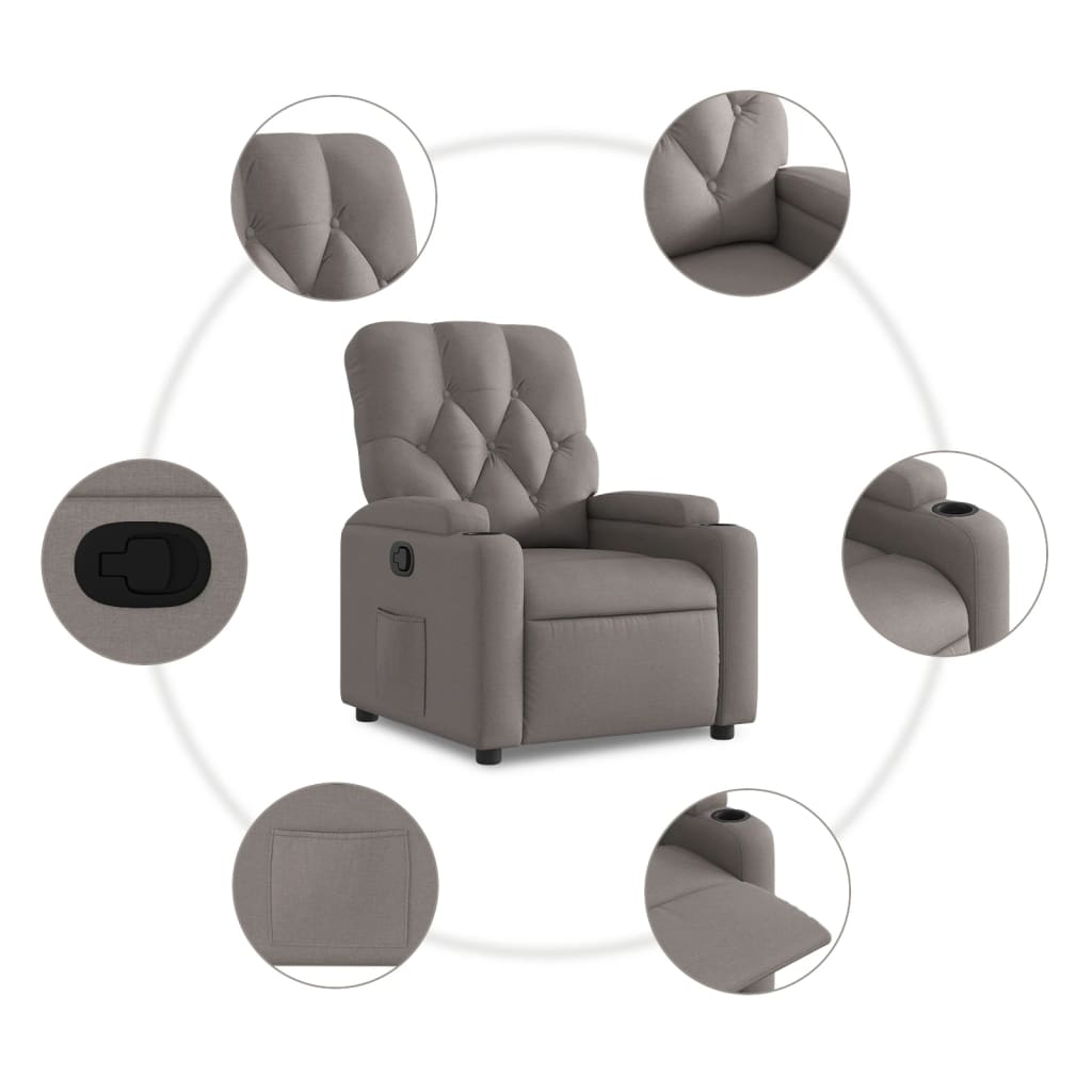 Fauteuil relax tissu taupe