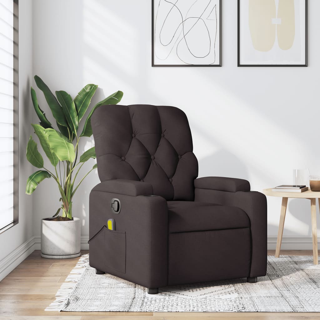 Fauteuil de massage tissu marron foncé