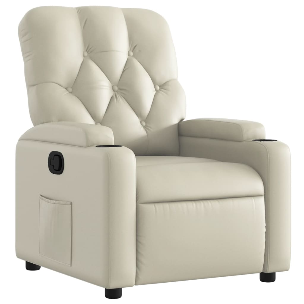 Fauteuil de relaxation simili cuir crème