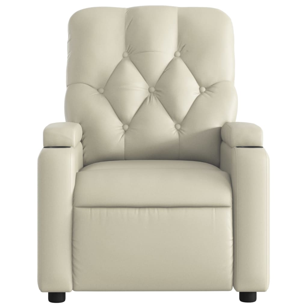 Fauteuil de relaxation simili cuir crème