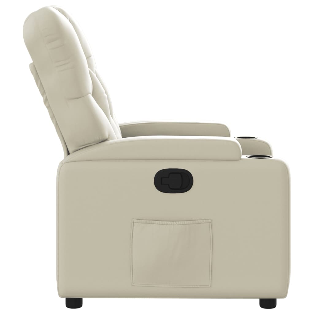 Fauteuil de relaxation simili cuir crème