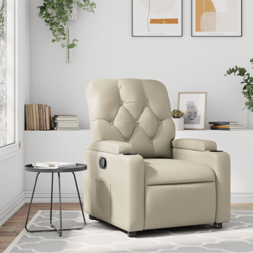 Fauteuil de relaxation simili cuir crème