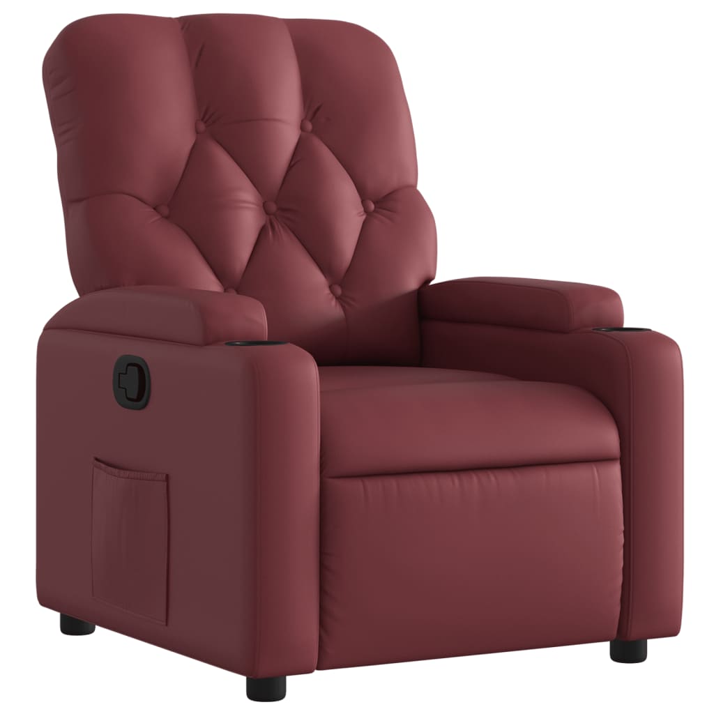 Fauteuil de relaxation simili cuir rouge vin