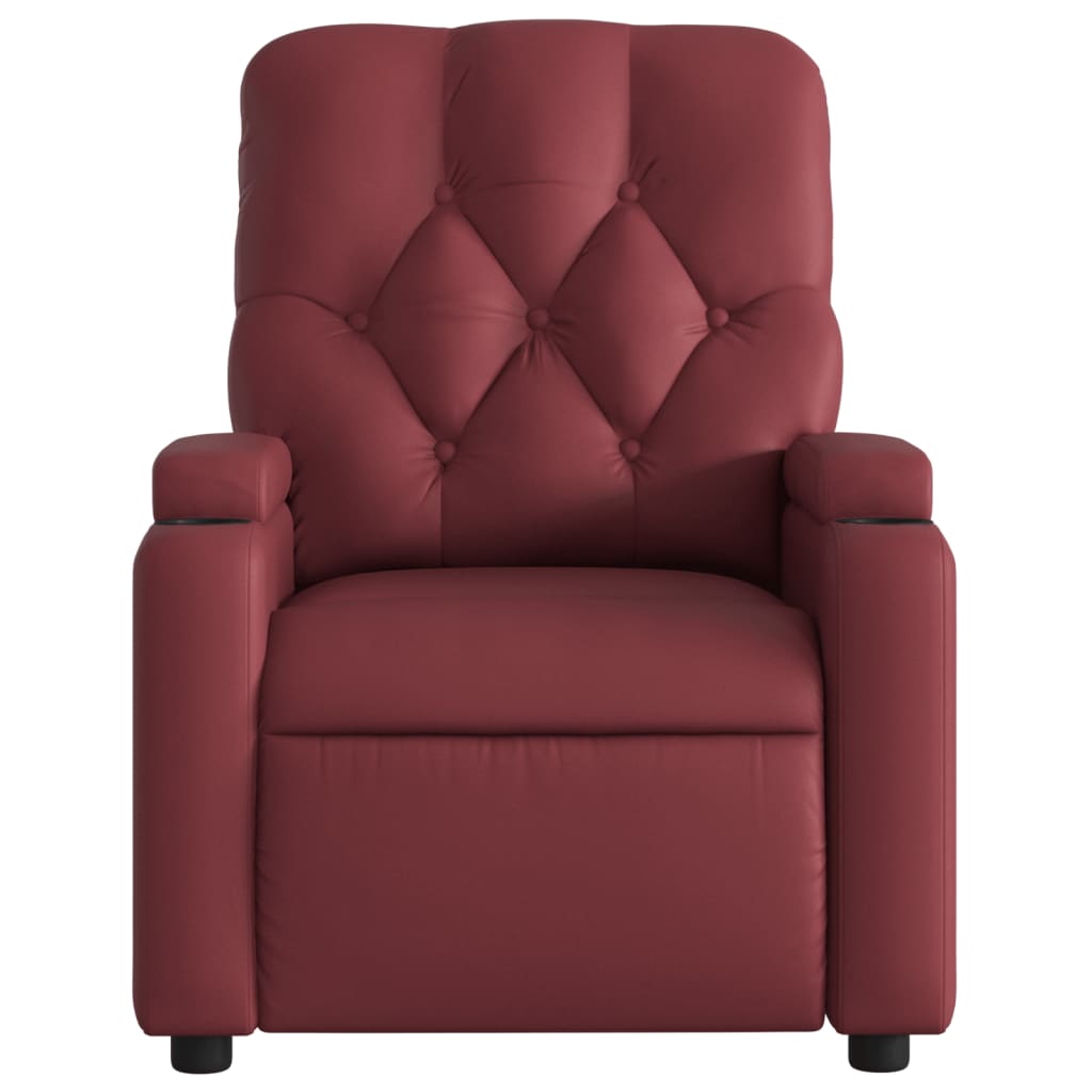 Fauteuil de relaxation simili cuir rouge vin