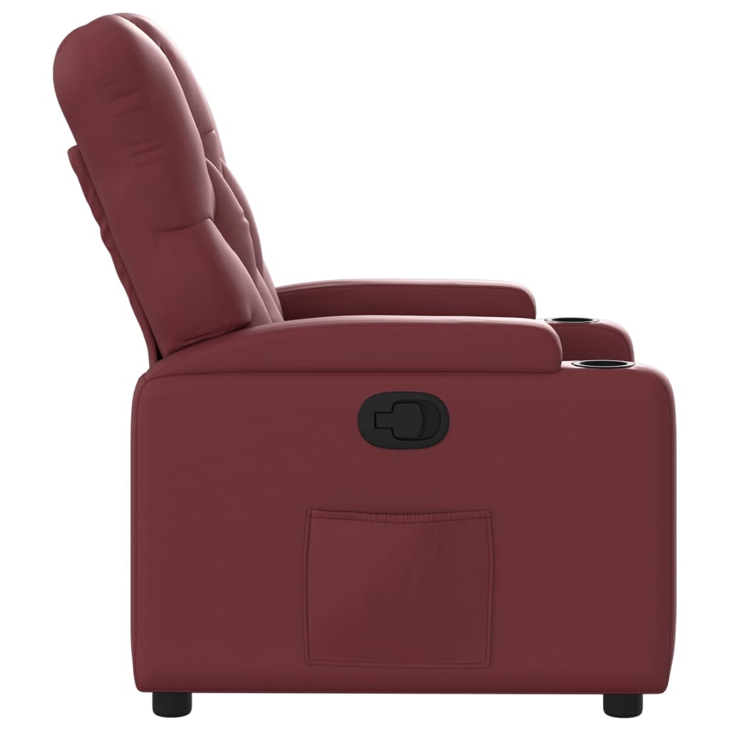 Fauteuil de relaxation simili cuir rouge vin