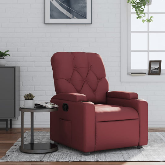 Fauteuil de relaxation simili cuir rouge vin