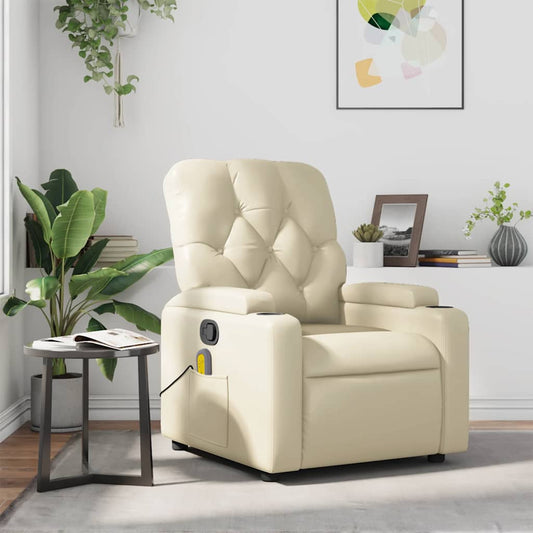 Fauteuil de massage simili cuir crème