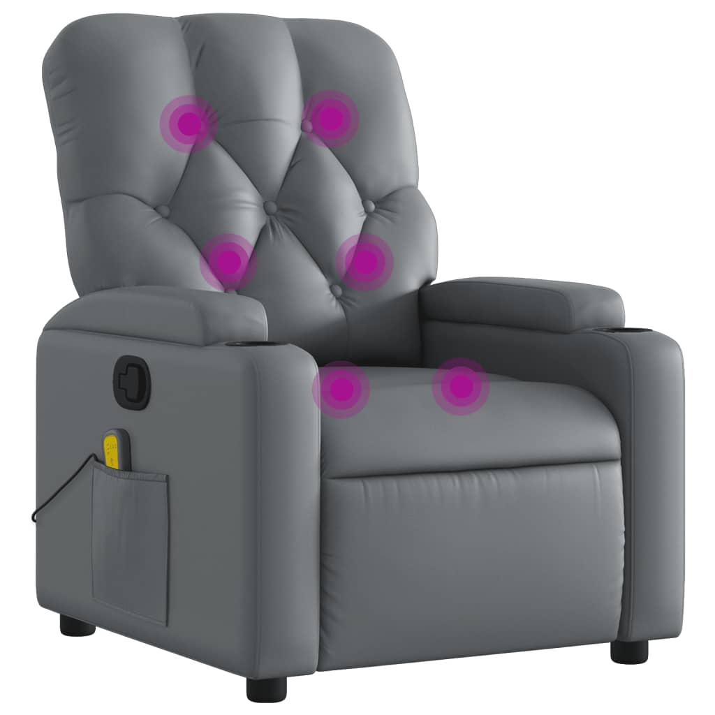 Fauteuil de massage simili cuir gris