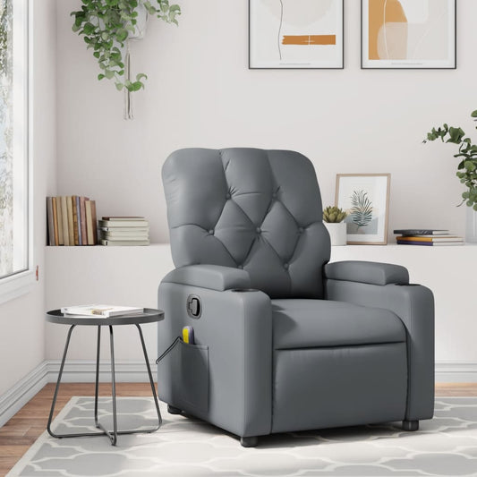 Fauteuil de massage simili cuir gris