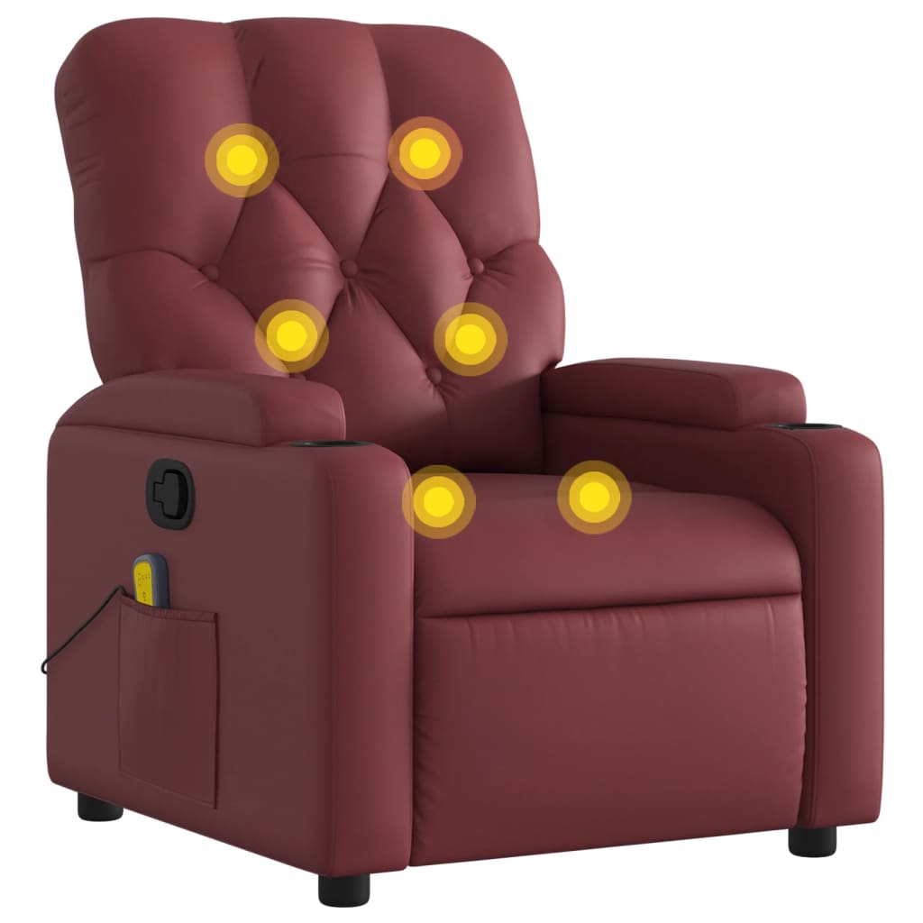 Fauteuil de massage simili cuir rouge vin