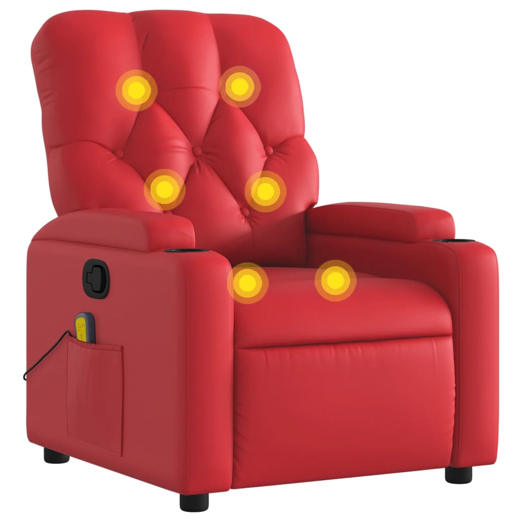 Fauteuil de massage simili cuir rouge