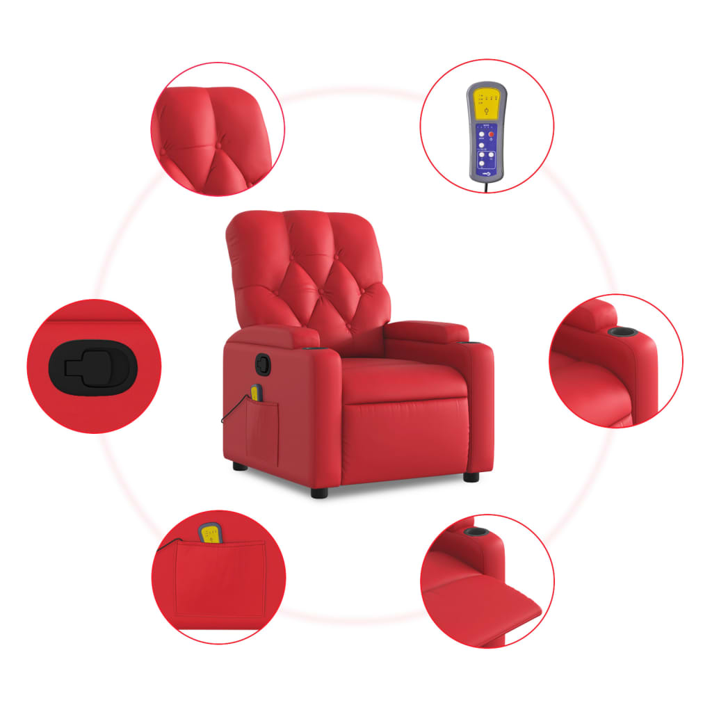 Fauteuil de massage simili cuir rouge