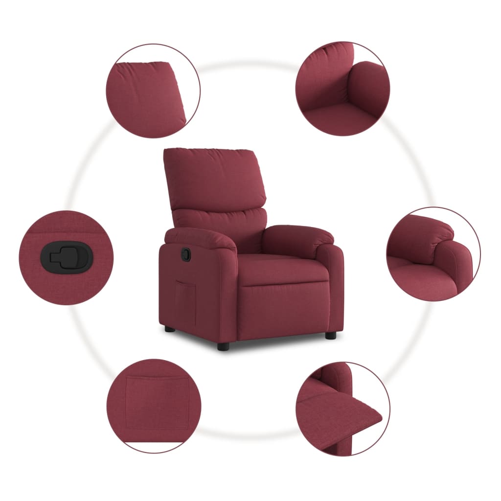 Fauteuil de relaxation tissu rouge vin