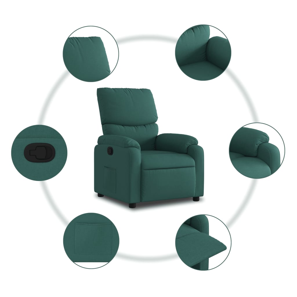 Fauteuil de relaxation tissu vert foncé