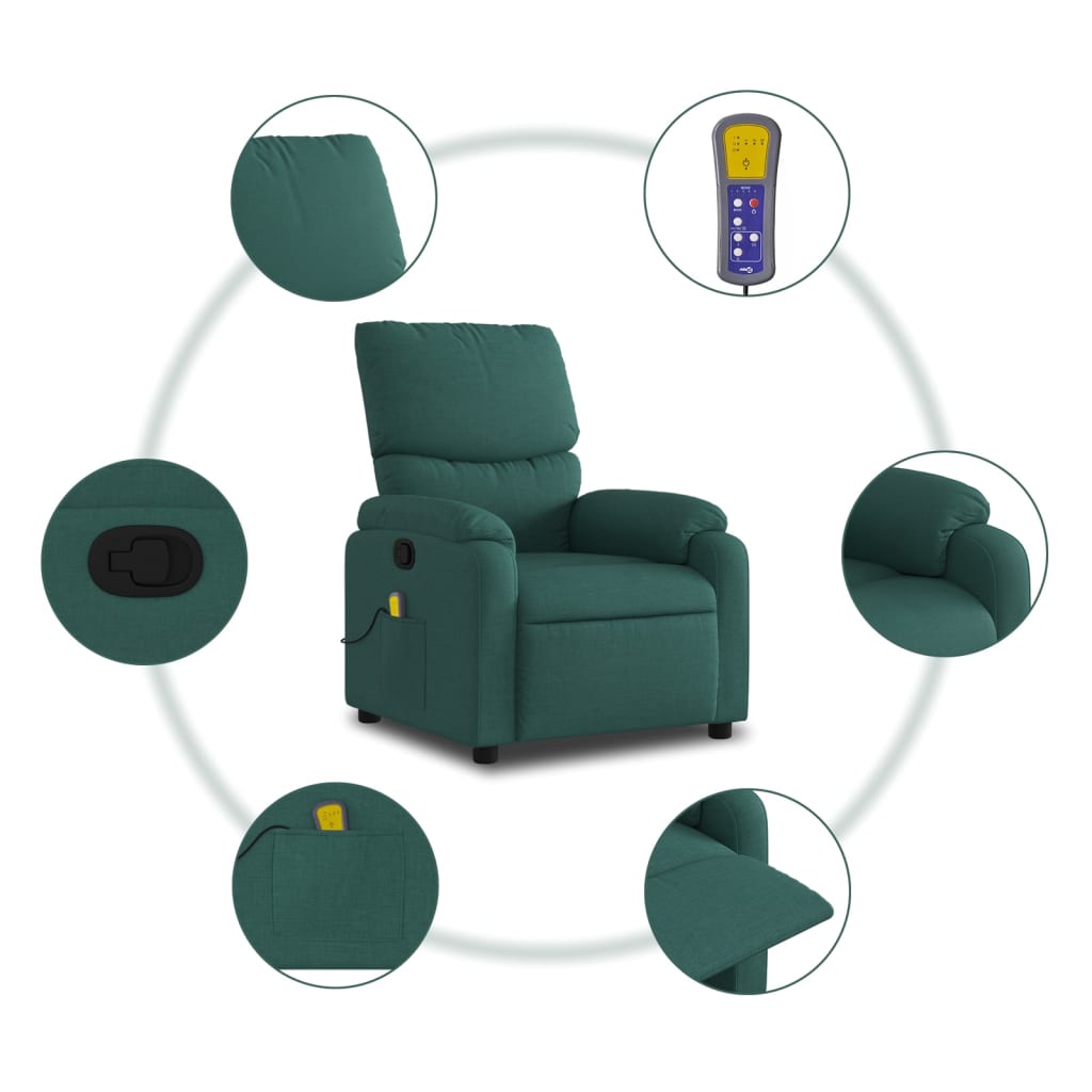 Fauteuil de massage tissu vert foncé