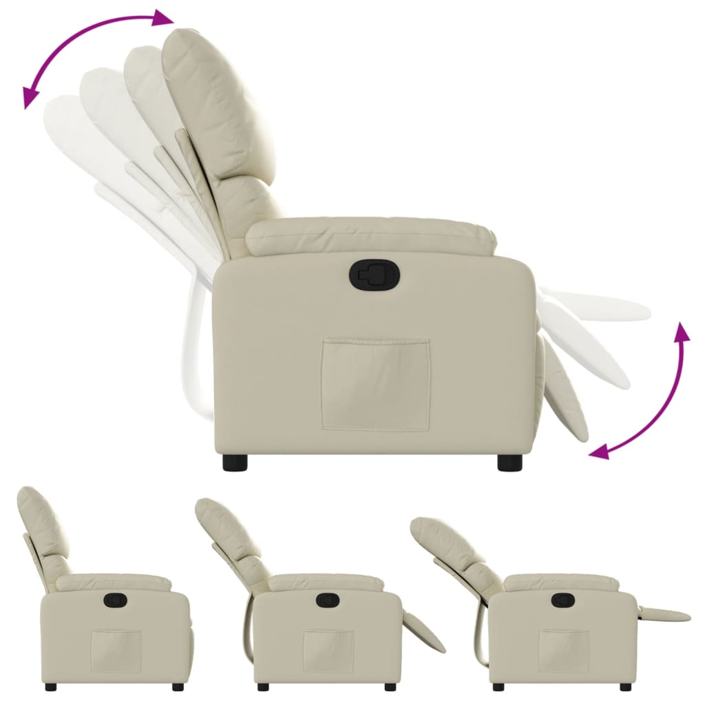 Fauteuil de relaxation simili cuir crème