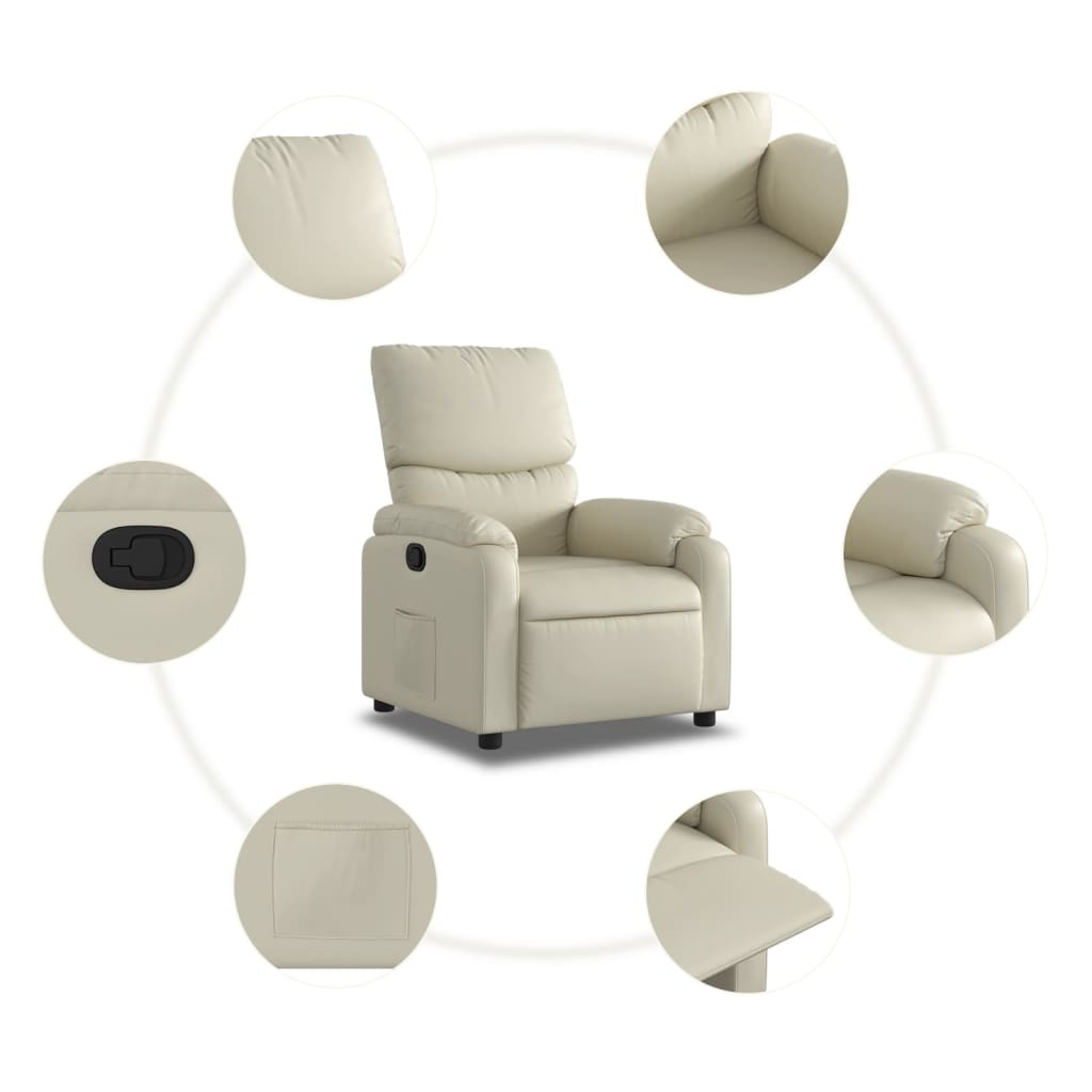 Fauteuil de relaxation simili cuir crème