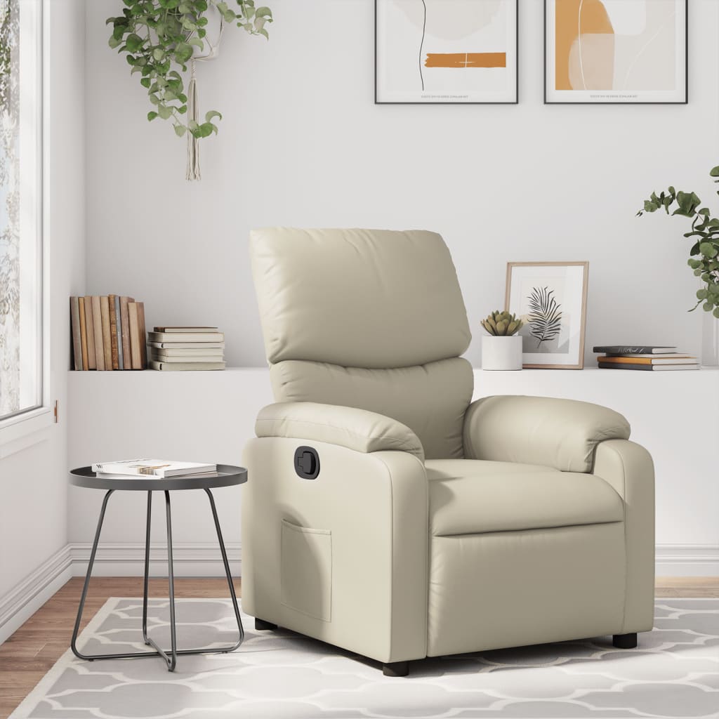 Fauteuil de relaxation simili cuir crème