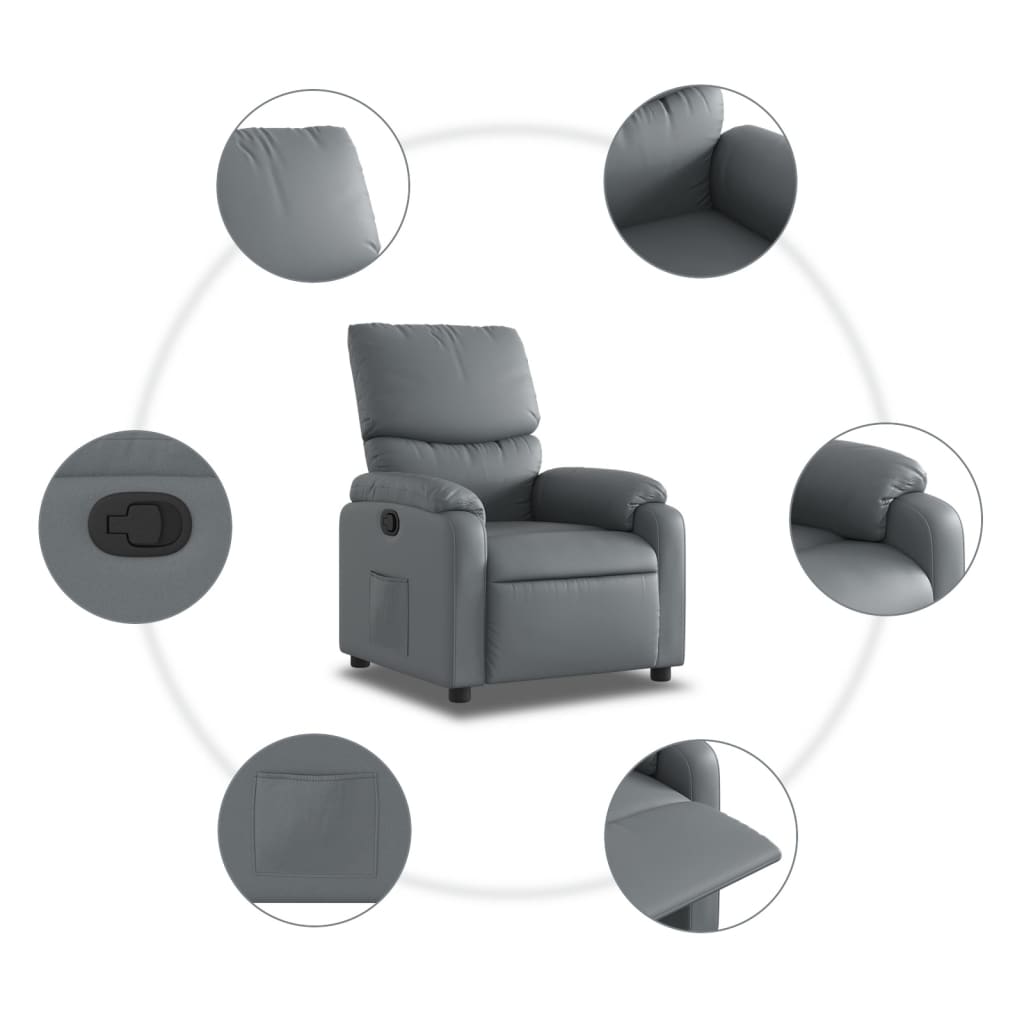 Fauteuil de relaxation simili cuir gris