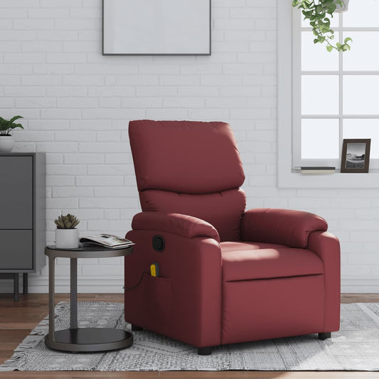 Fauteuil de massage simili cuir rouge vin