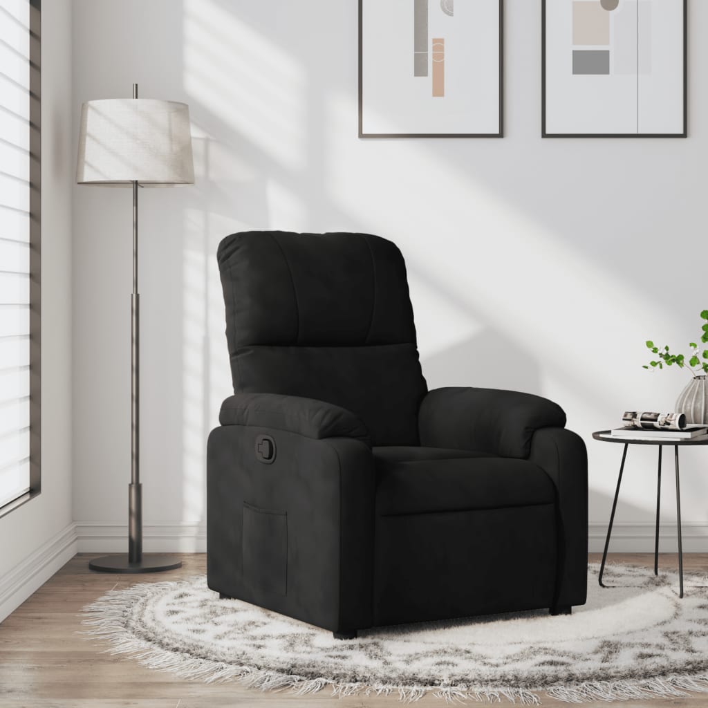 Fauteuil de relaxation tissu microfibre noir