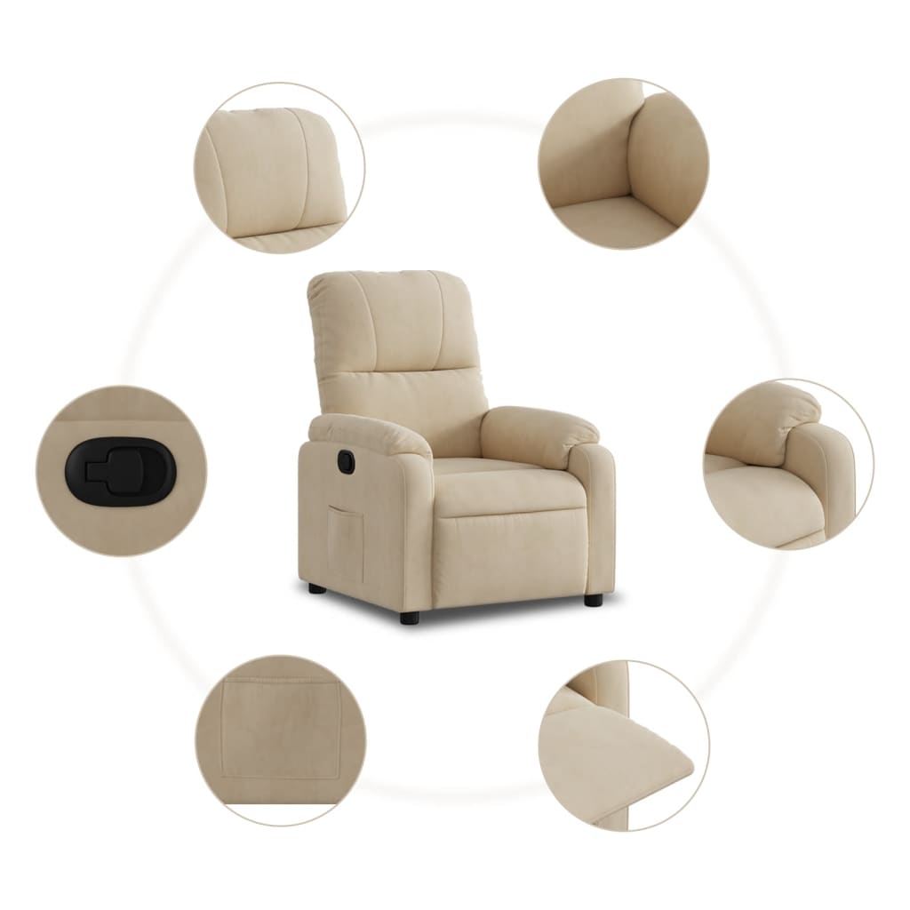 Fauteuil de relaxation tissu microfibre crème