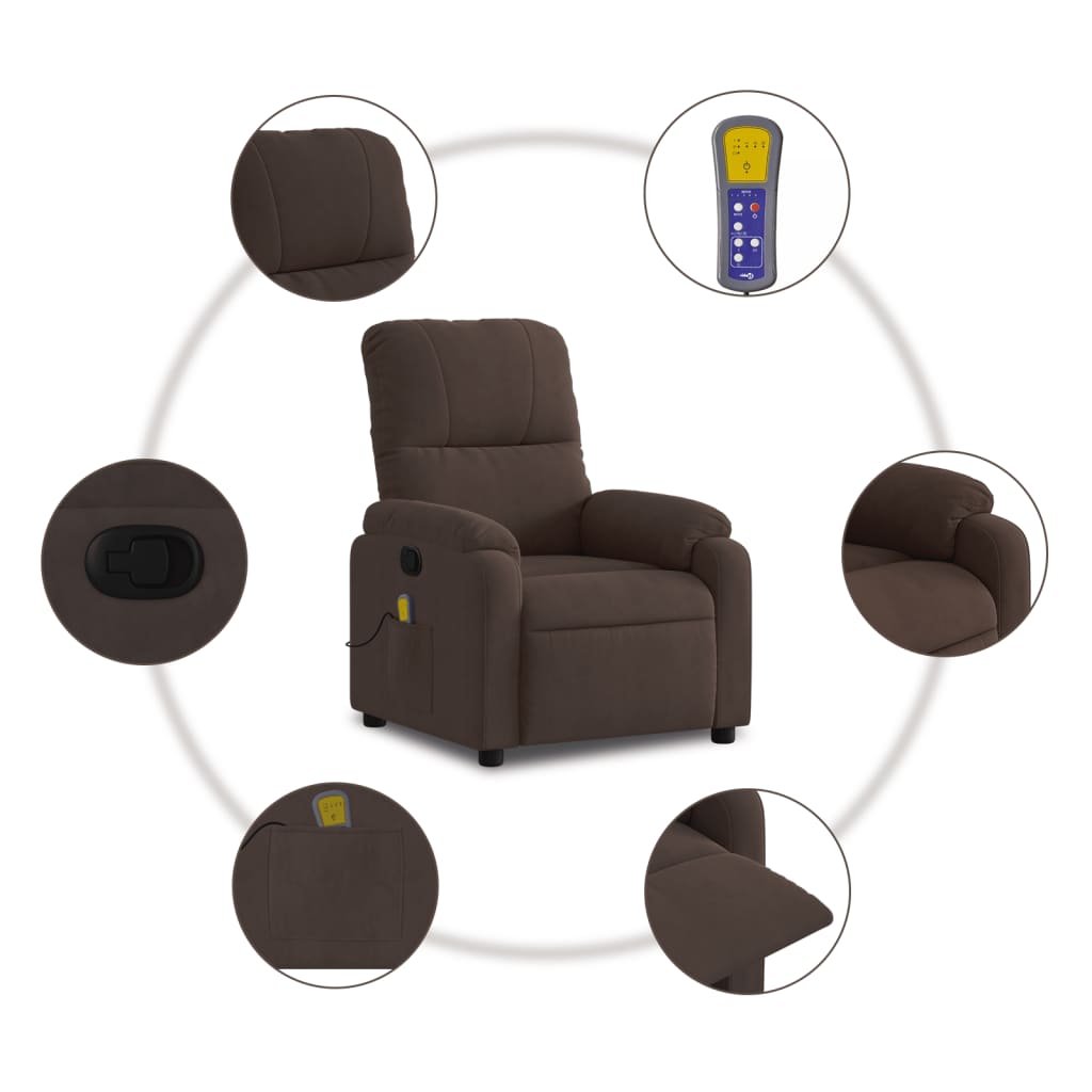 Fauteuil de massage tissu microfibre marron