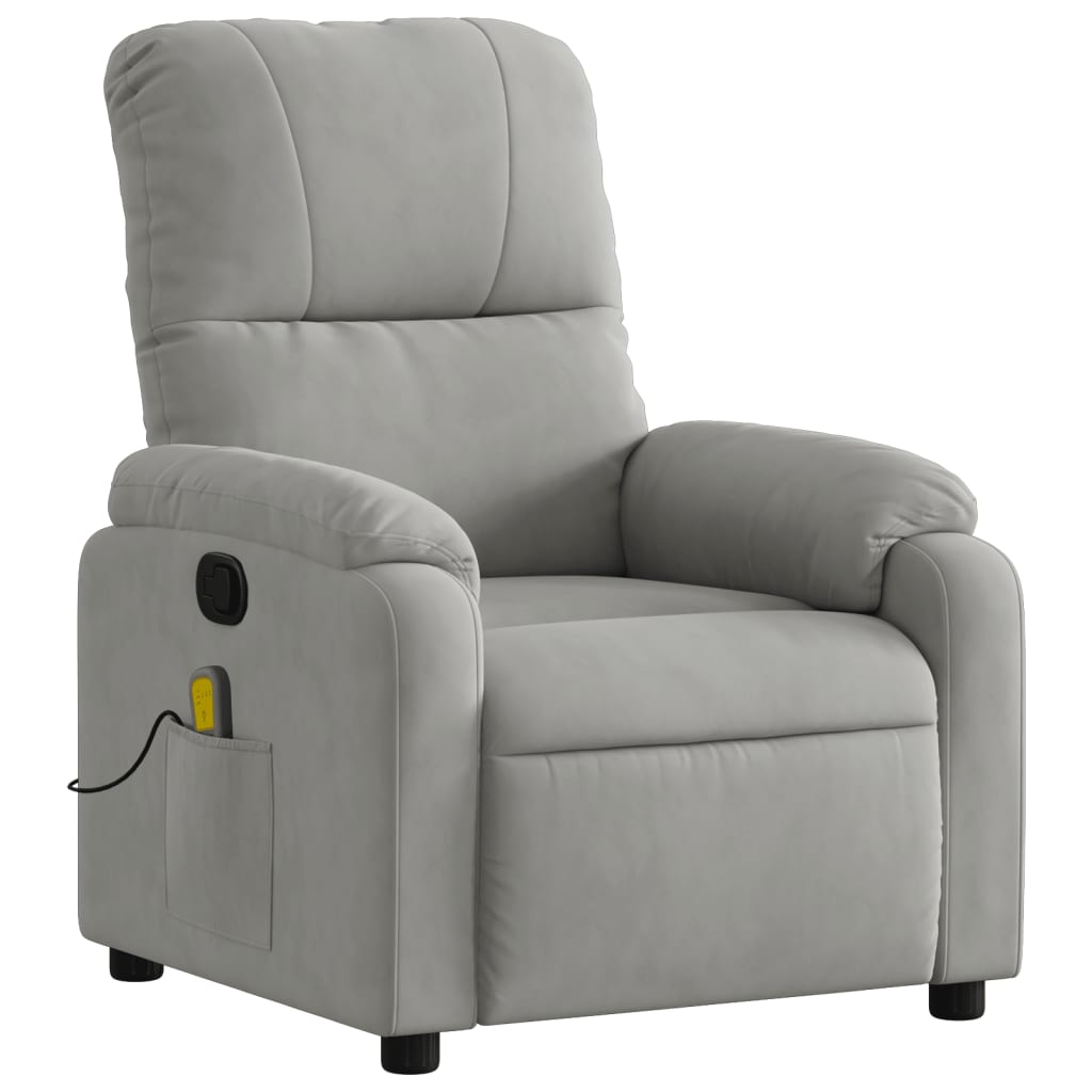 Fauteuil de massage tissu microfibre gris clair