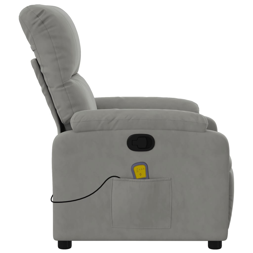 Fauteuil de massage tissu microfibre gris clair