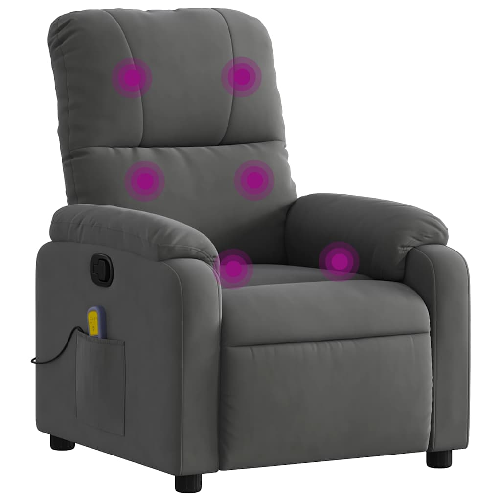 Fauteuil de massage tissu microfibre gris foncé