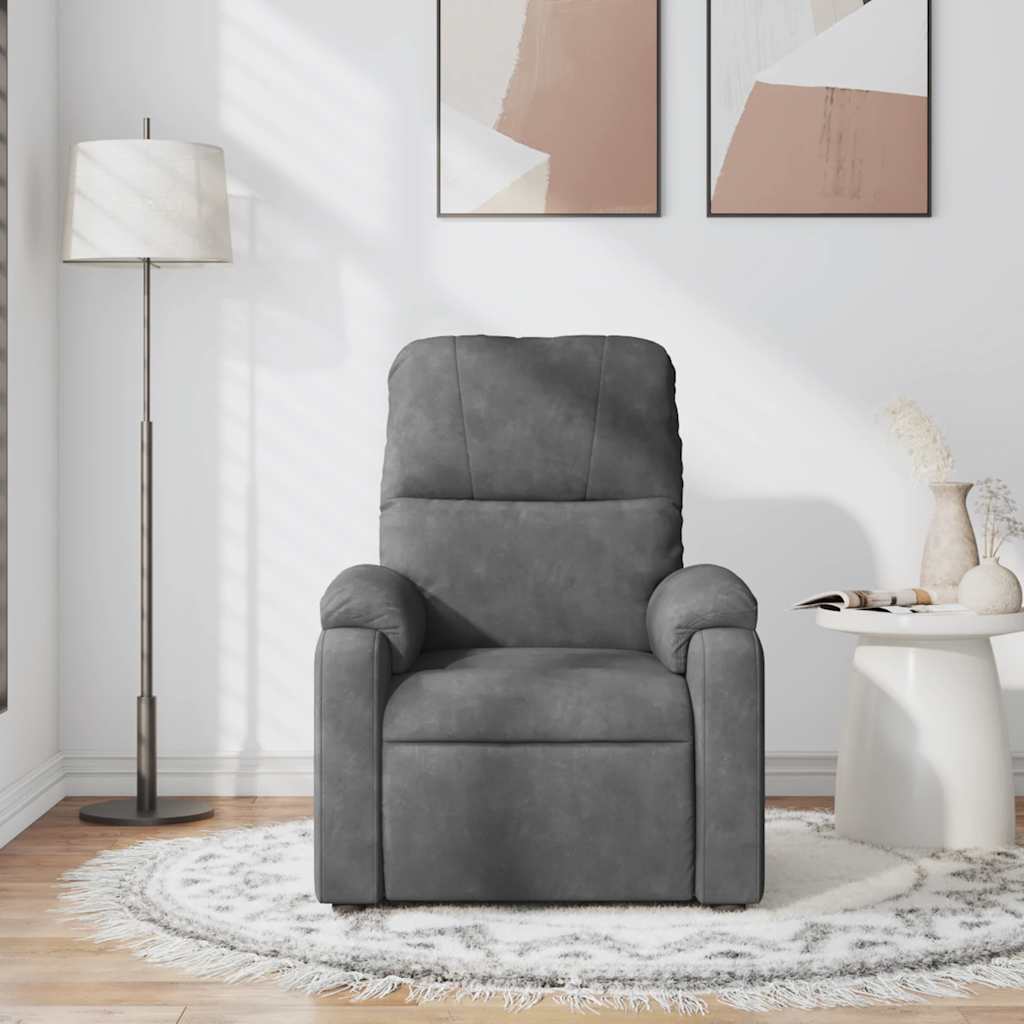 Fauteuil de massage tissu microfibre gris foncé