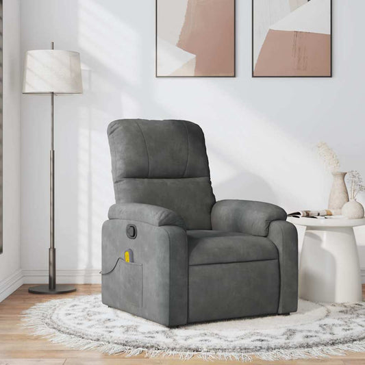 Fauteuil de massage tissu microfibre gris foncé