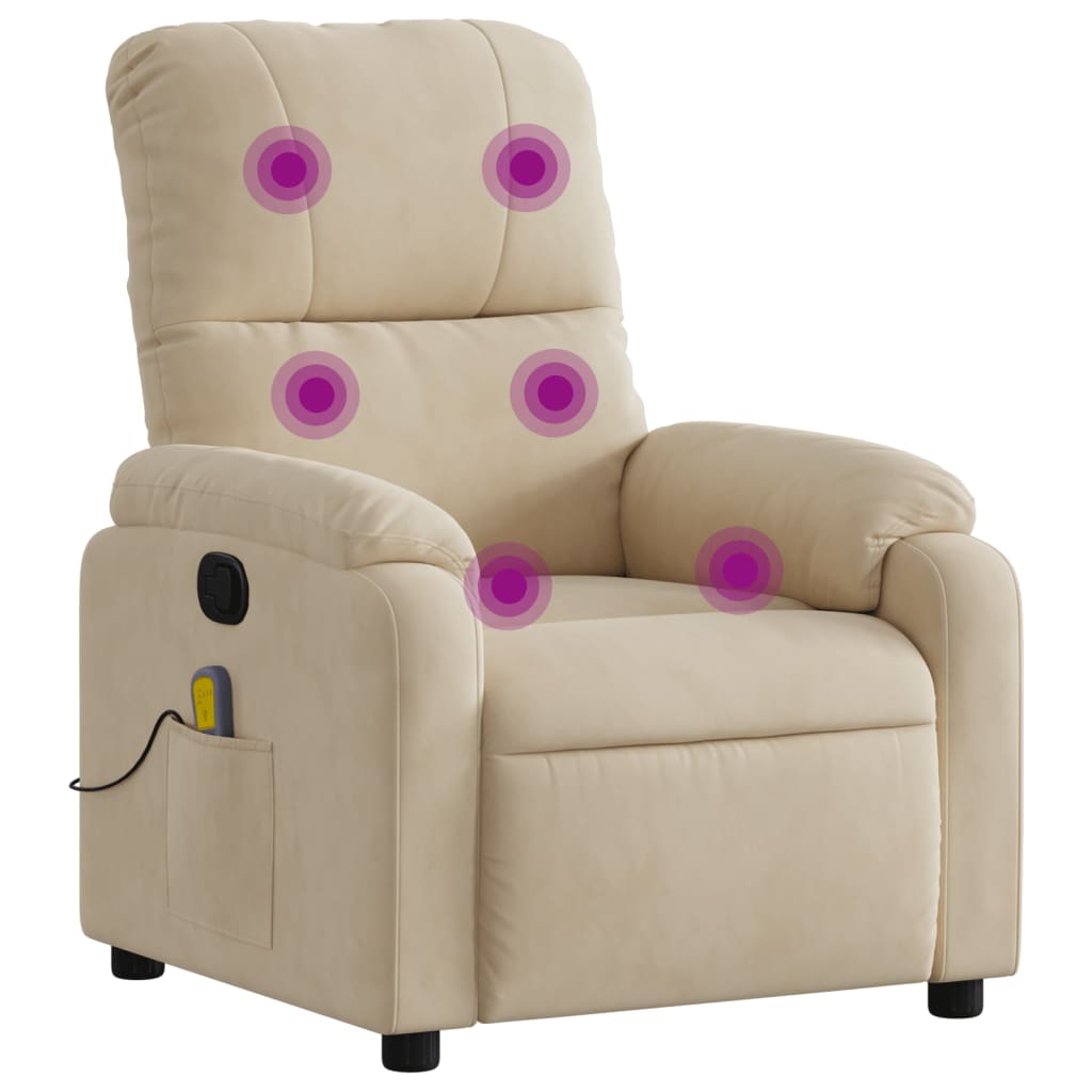 Fauteuil de massage tissu microfibre crème