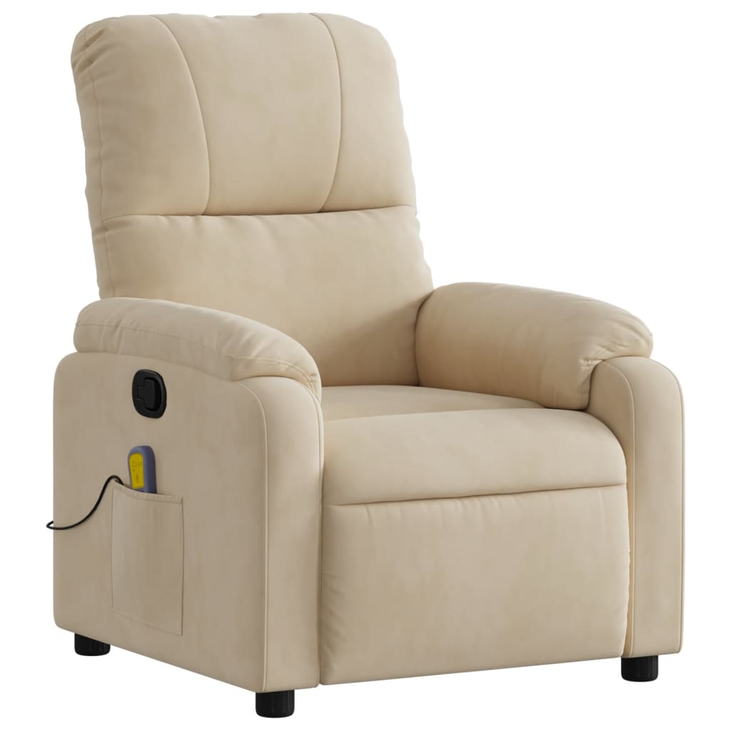 Fauteuil de massage tissu microfibre crème