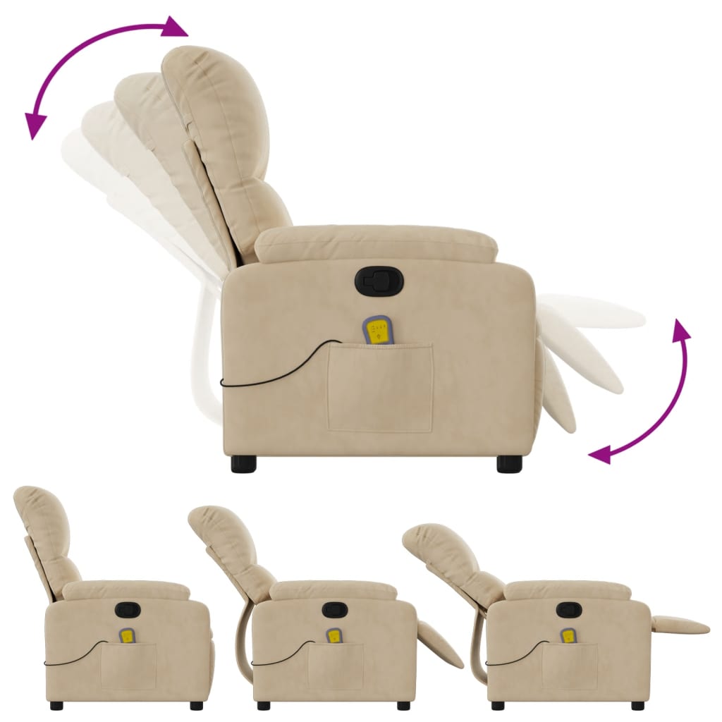 Fauteuil de massage tissu microfibre crème