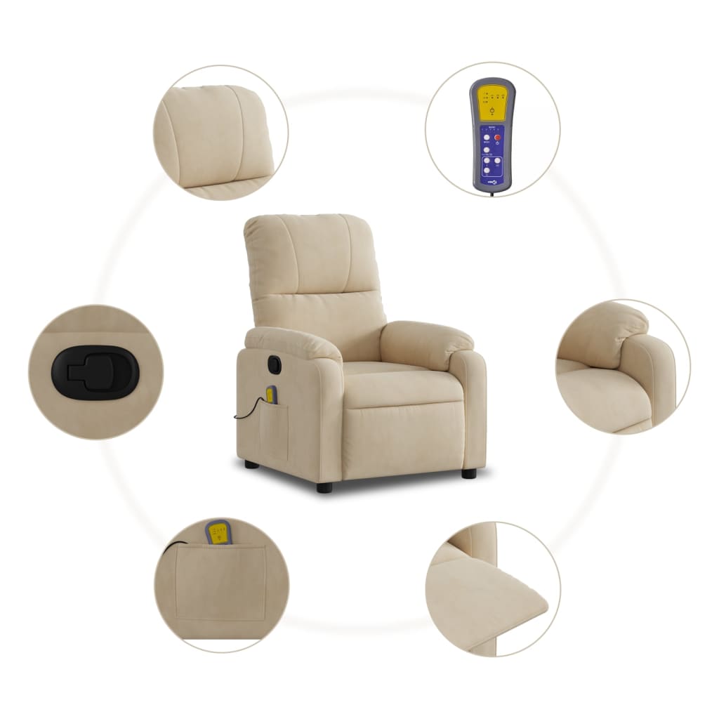 Fauteuil de massage tissu microfibre crème